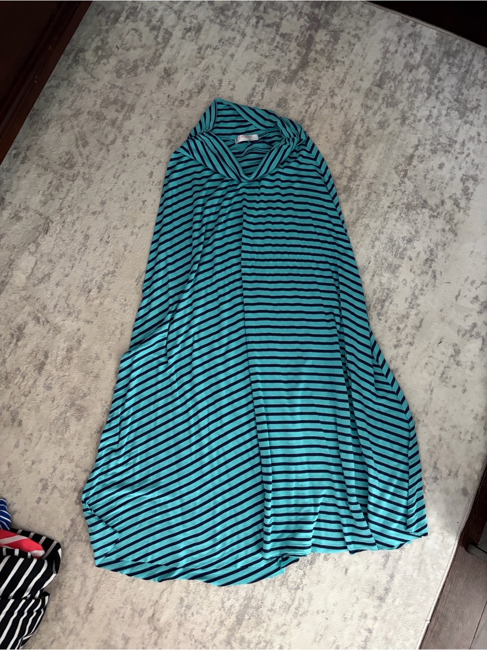 Renee C. Teal and Black Striped Maxi Skirt